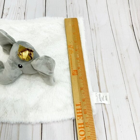Lila & Jack Baby Elephant Gold Crown Security Blanket Lovey White Grey - Picture 9 of 9